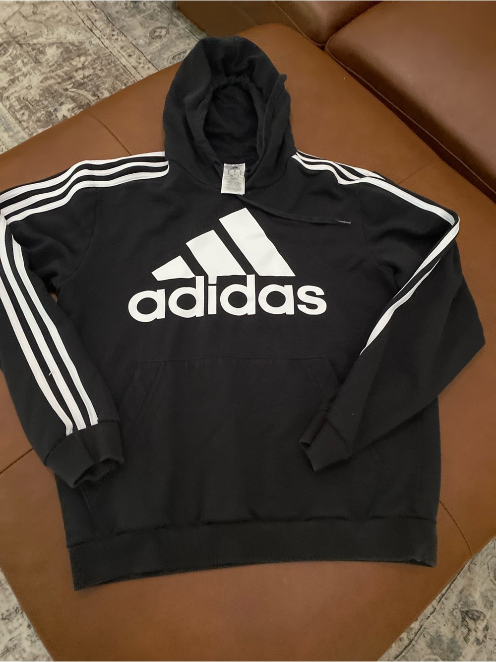 adidas Men's Black Logo Hoodie Sweatshirt